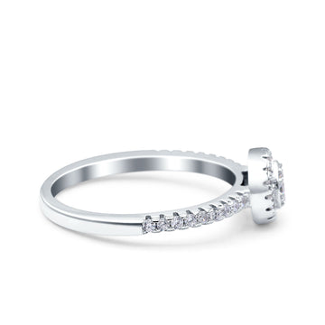 Art Deco Ring Wedding Band Round Pave Simulated Cubic Zirconia 925 Sterling Silver (7mm)